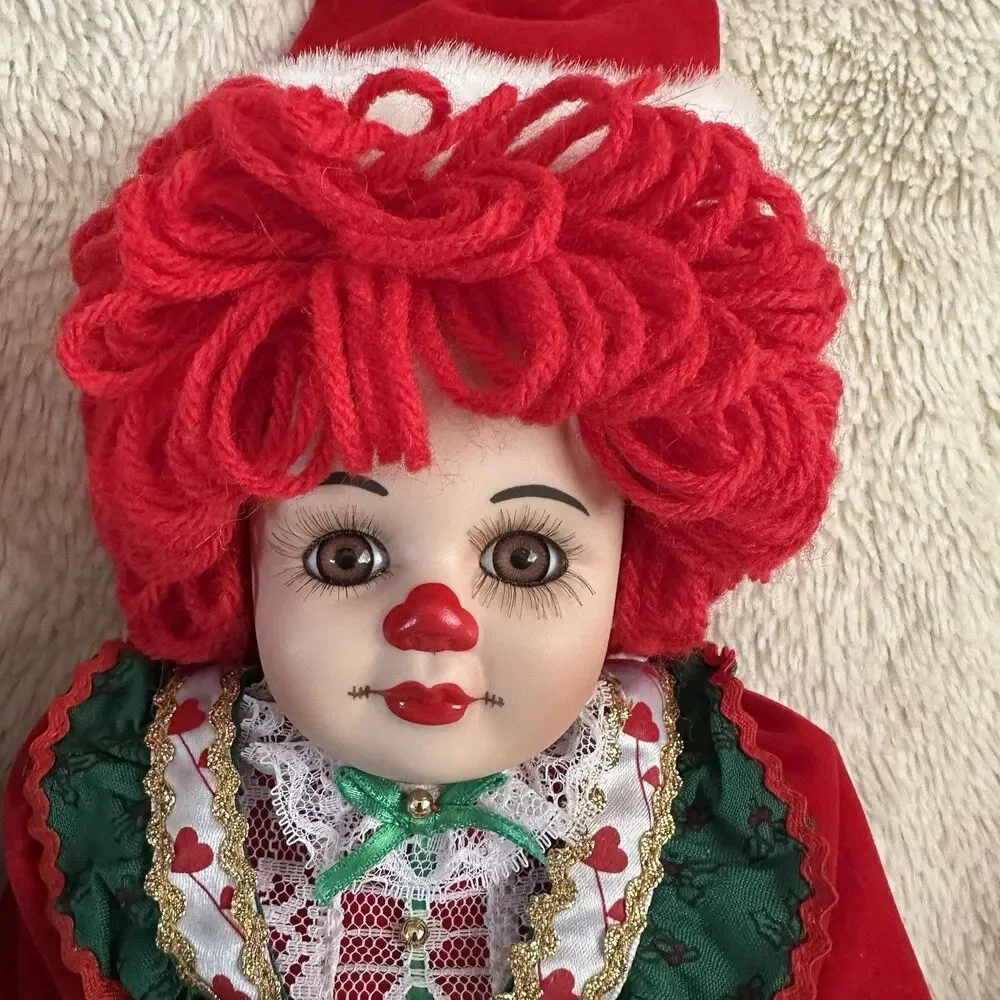 Marie Osmond Twins Jingle Belle Christmas Clown Dolls Pair Vintage Knickerbocker